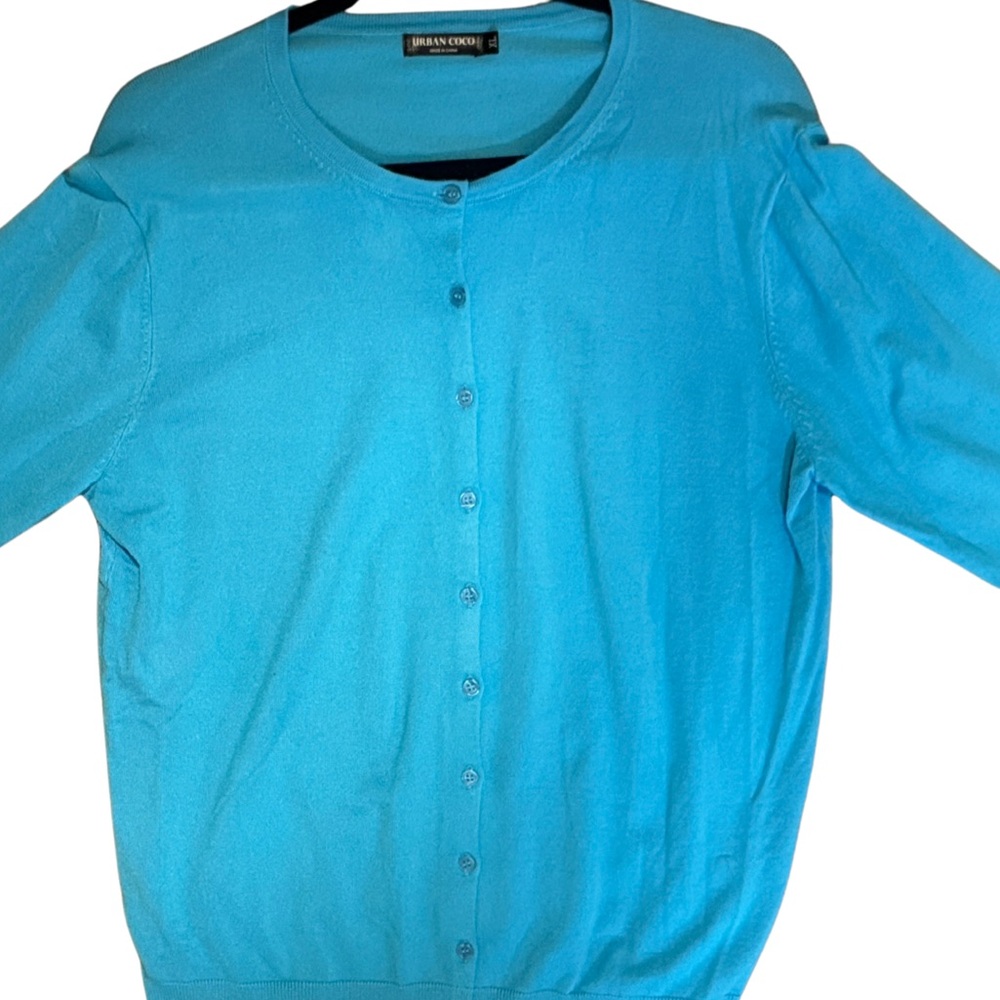 Urban Coco Lightweight Turquoise Button-Front Car… - image 1